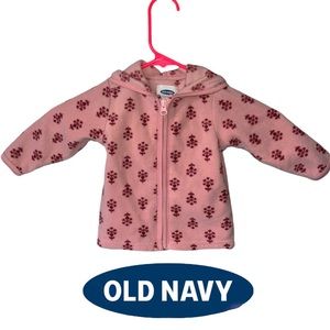 Old Navy 6-12 Months Baby Girl Pink/Burgundy Fleece Zip Up Hood Jacket